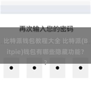 比特派钱包教程大全 比特派(Bitpie)钱包有哪些隐藏功能？