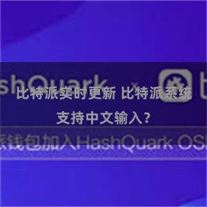 比特派实时更新 比特派系统支持中文输入？