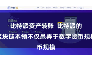 比特派资产转账  比特派的区块链本领不仅愚弄于数字货币规模